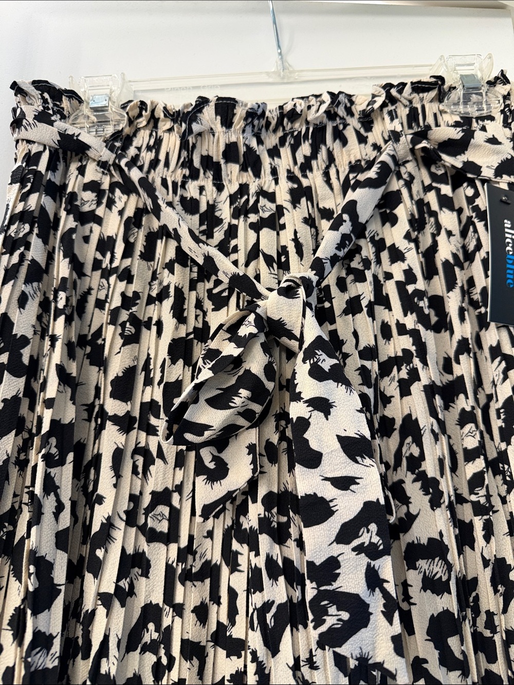 Alice Blue Black and Cream Leopard Pleated Midi Skirt - Picture 2 of 5